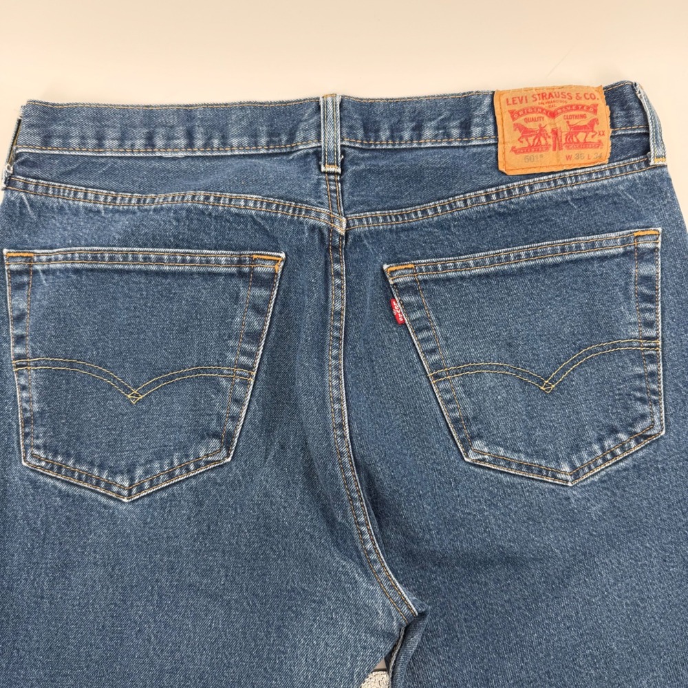 Levis 501 Original Fit Mens Jeans 36x34 Medium Wash Blue Button Fly Straight Leg